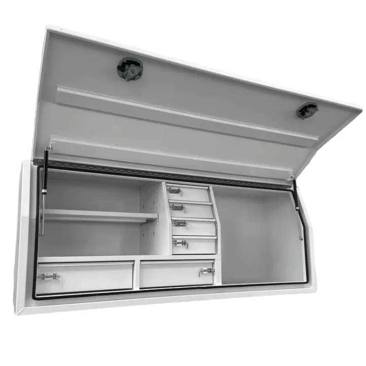 Caixa de ferramentas de abertura lateral de alumínio de placa plana