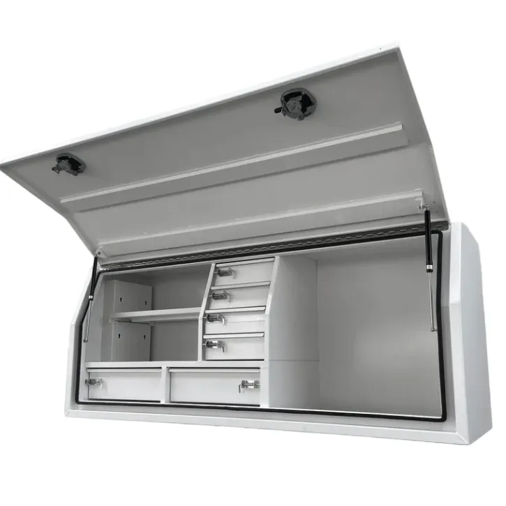 Caixa de ferramentas de abertura lateral de alumínio de placa plana