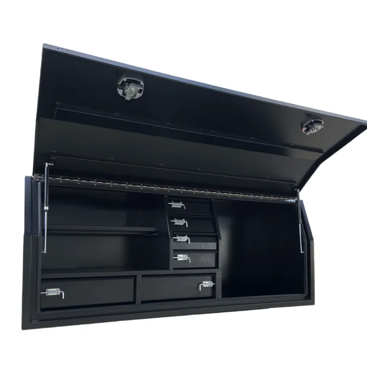 Caixa de ferramentas de abertura lateral de alumínio de placa plana