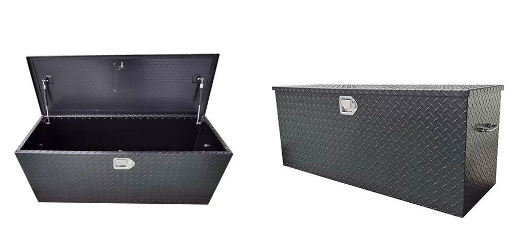 Caixas de ferramentas para caminhões com abertura superior e pulverização Black Power Caixas de ferramentas para caminhões com abertura superior e pulverização Black Power